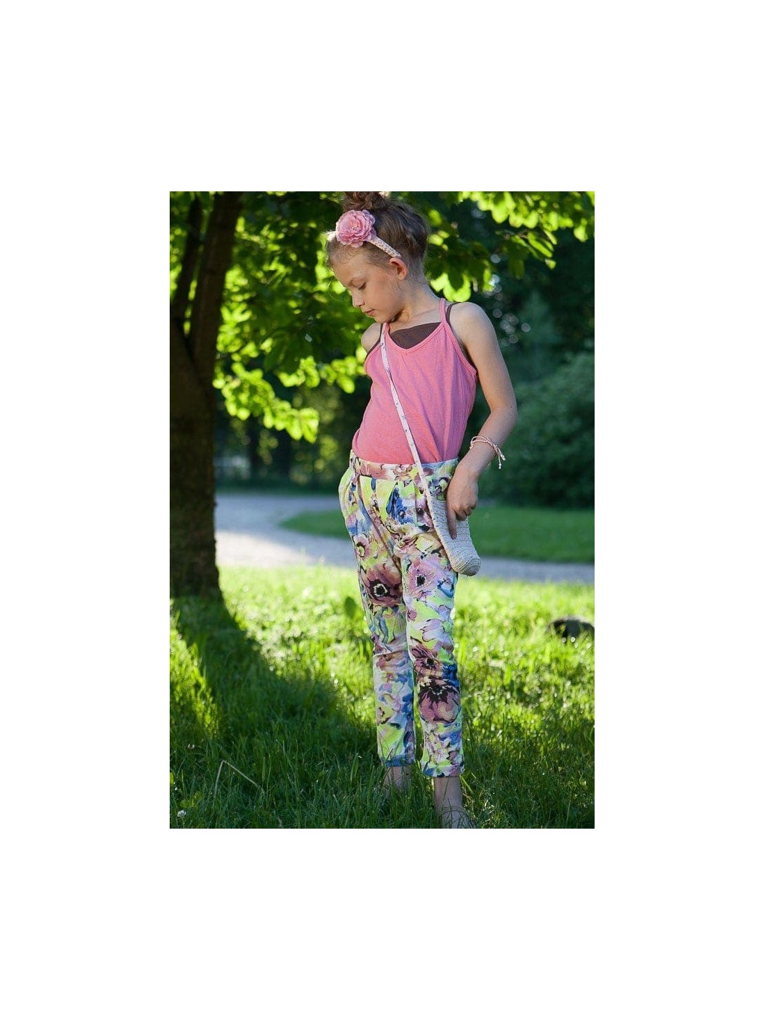 Girls\' yellow floral pants DZ6014 - Online store - Boutique